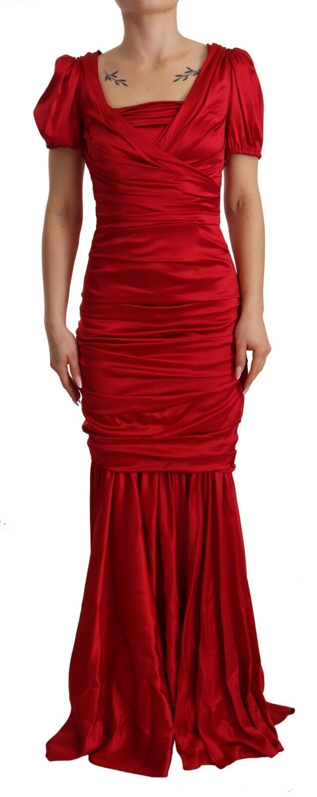 Red Silk Stretch Sheath Mermaid Gown Dress-Dolce & Gabbana-LabelTerrace.com