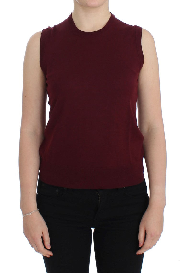 Red Sleeveless Crewneck Vest Pullover-Dolce & Gabbana-LabelTerrace.com