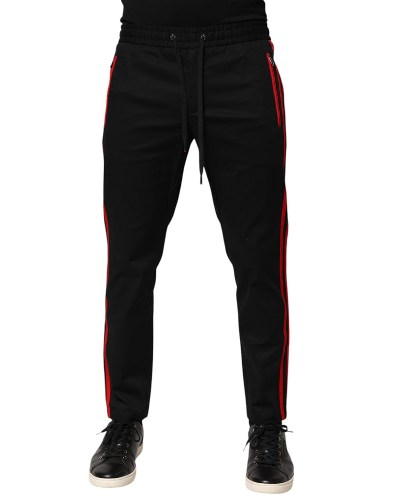 Red Stripe Cotton Logo Jogger Sweatpants Pants-Dolce & Gabbana-LabelTerrace.com
