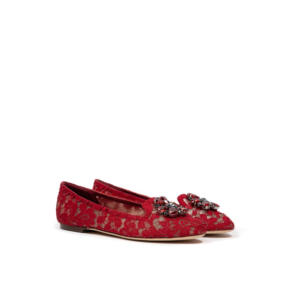 Red Viscose Ballet Flat-Dolce & Gabbana-LabelTerrace.com