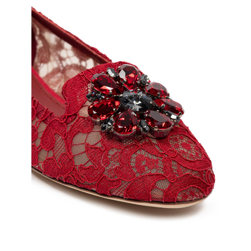 Red Viscose Ballet Flat-Dolce & Gabbana-LabelTerrace.com