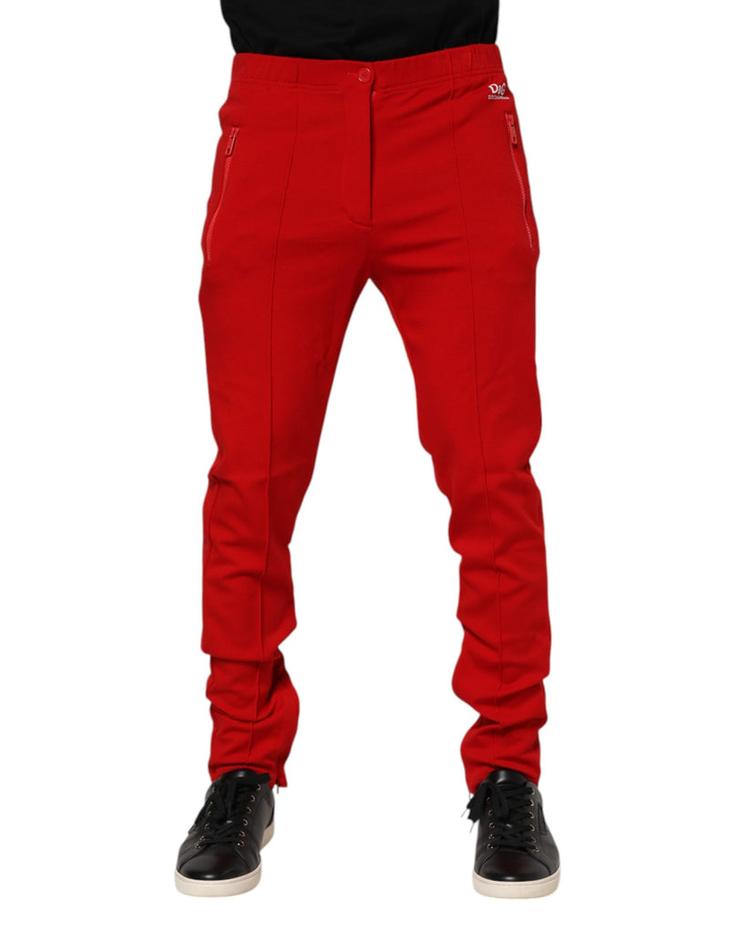 Red Viscose Logo Jogger Men Sweatpants Pants-Dolce & Gabbana-LabelTerrace.com