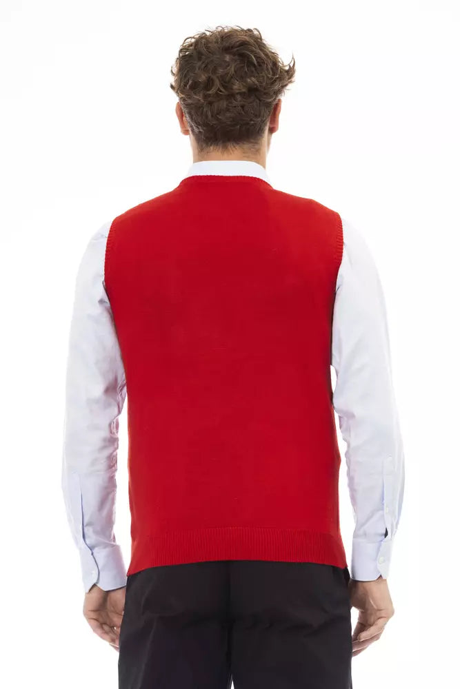 Red Viscose Men's Jacket-Alpha Studio-LabelTerrace.com