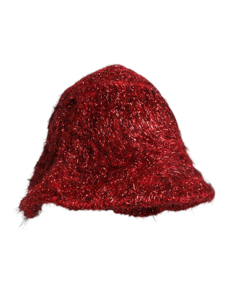 Red Viscose Tinsel Wide Brim Bucket Hat-Dolce & Gabbana-LabelTerrace.com