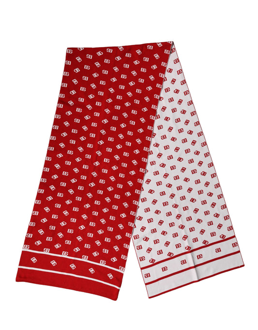 Red White Logo Print Foulard 201cm x 40.5cm Men Scarf
