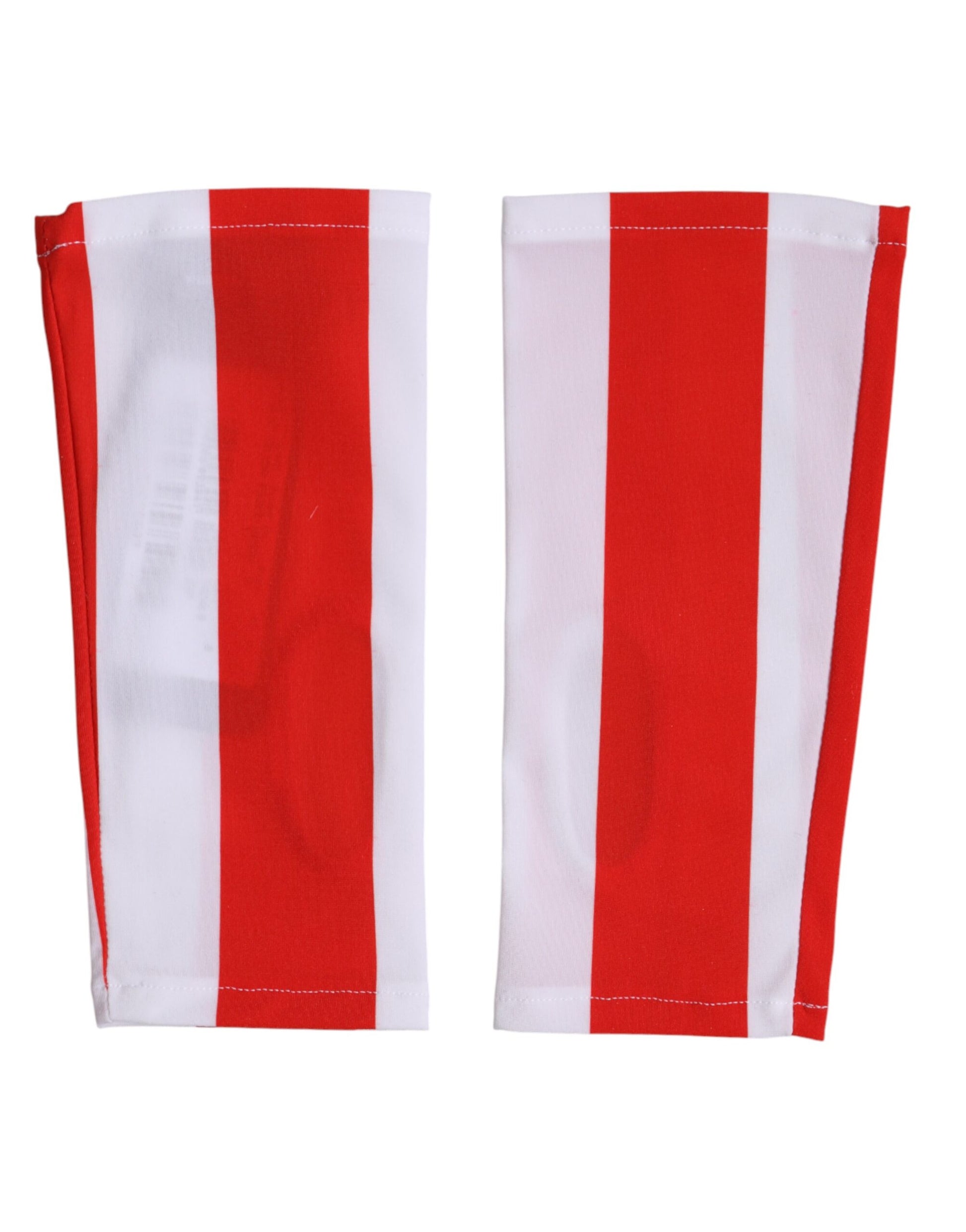 Red White Nylon Fingerless Wrist Length Gloves