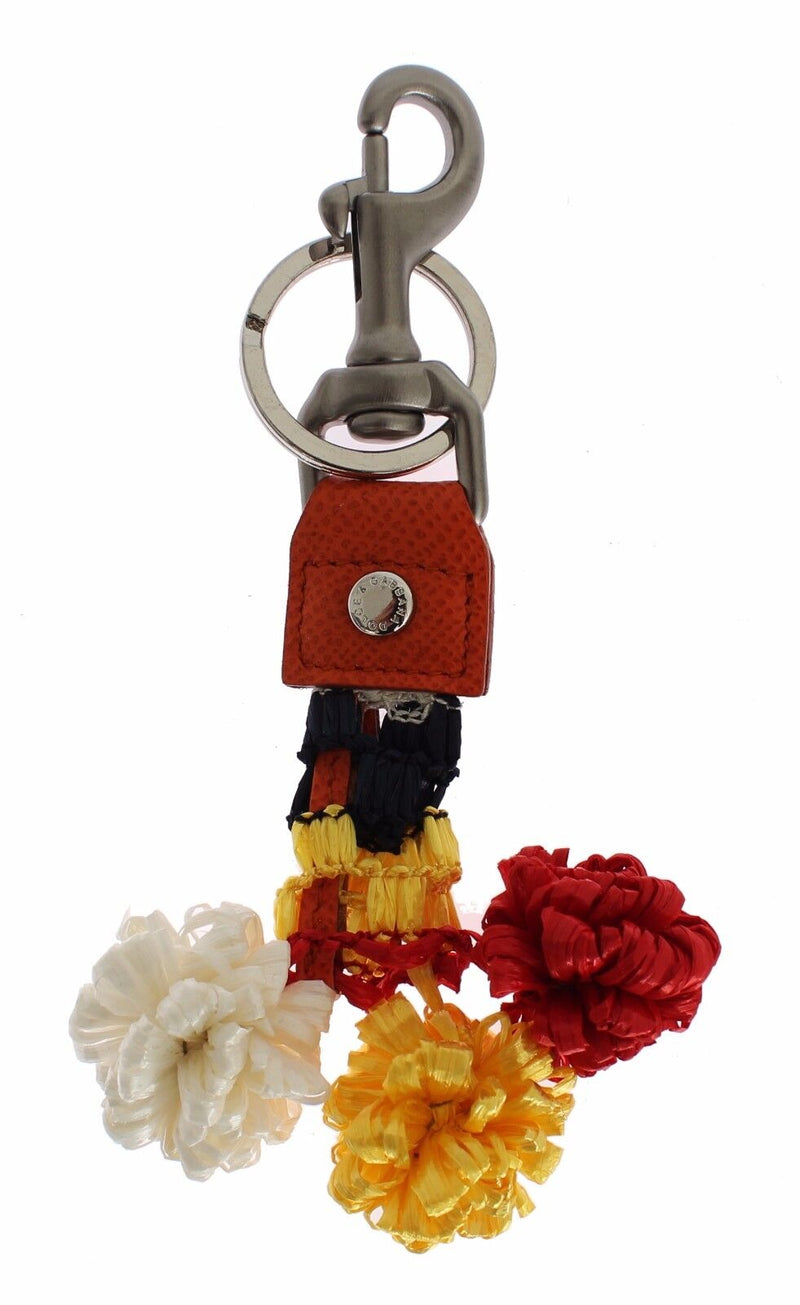 Red White Raffia Leather Clasp Finder Keyring Keychain-Dolce & Gabbana-LabelTerrace.com
