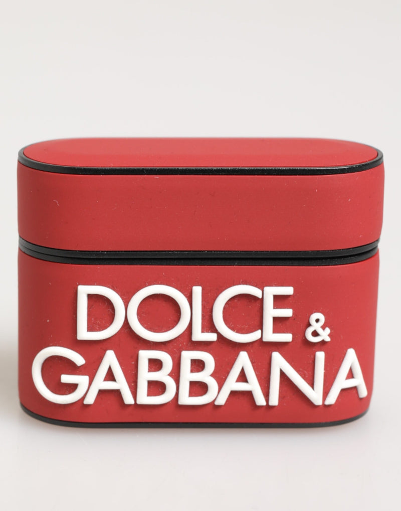 Red White Silicone Embossed Logo Accessory Airpods Case-Dolce & Gabbana-LabelTerrace.com