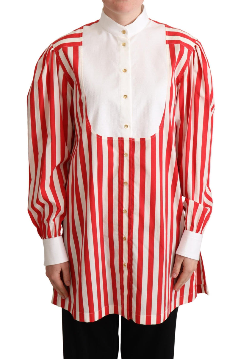 Red White Striped Long Sleeves Formal Shirt-Dolce & Gabbana-LabelTerrace.com