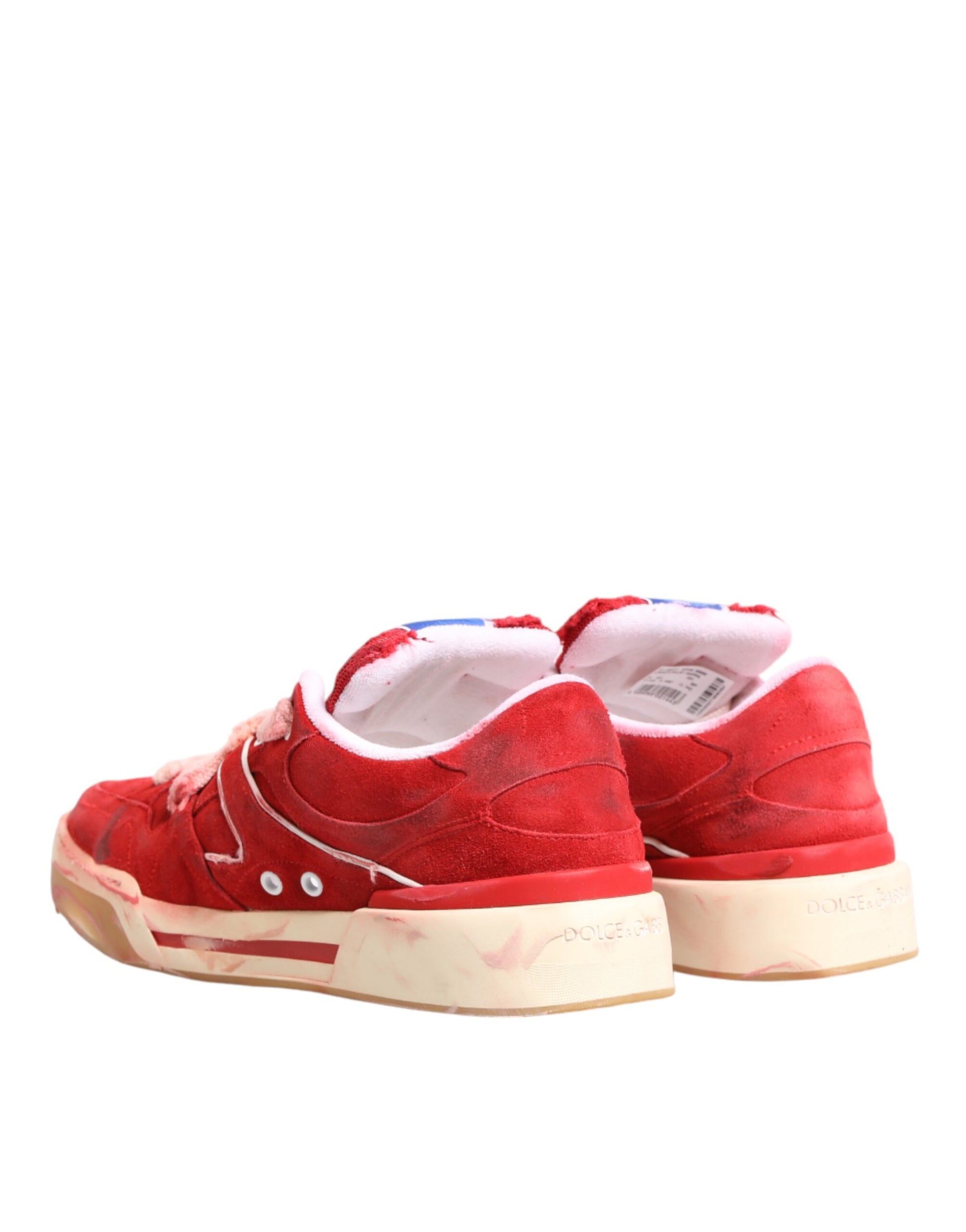 Red White Suede DG Logo Low Top Sneakers Shoes