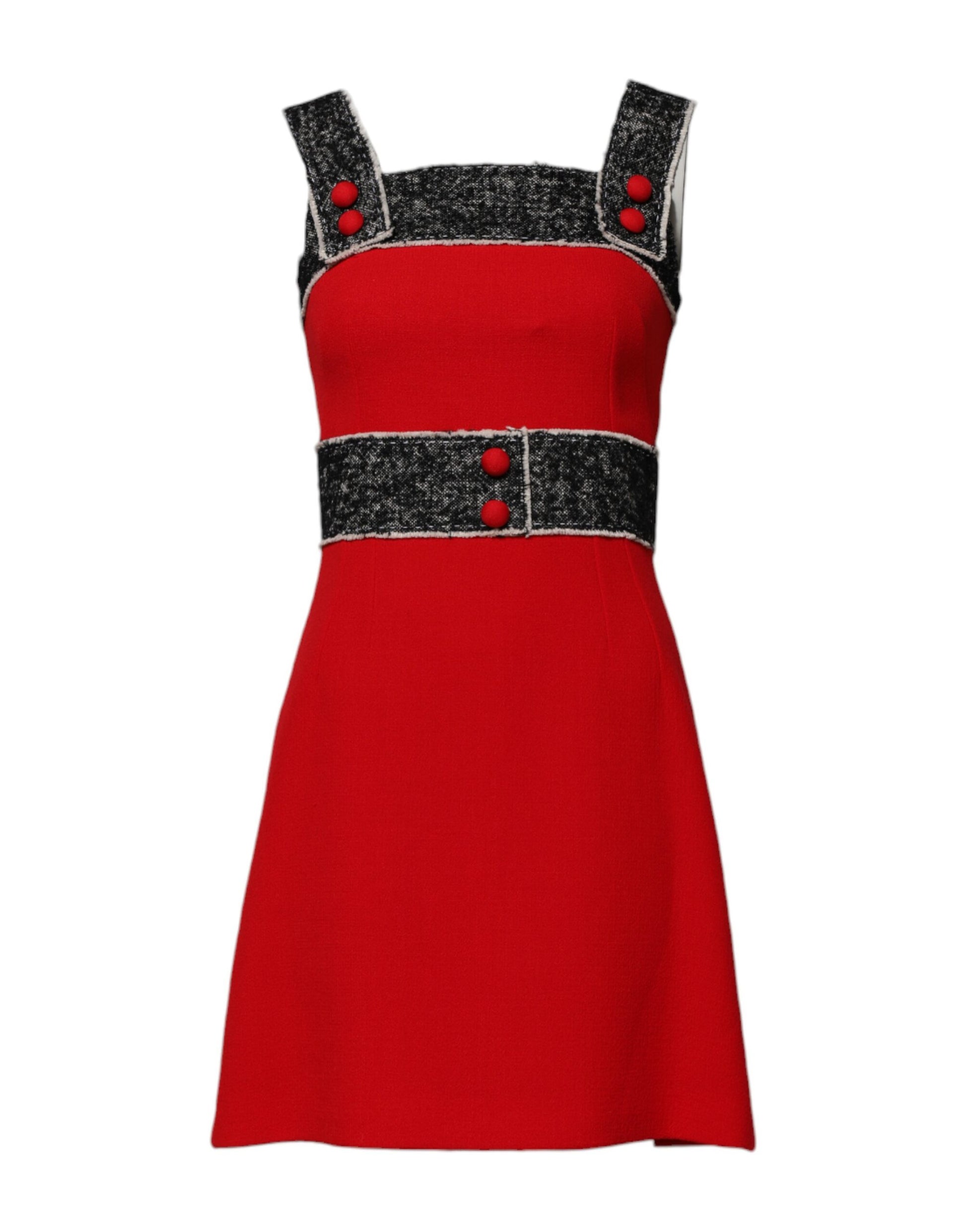 Red Wool Sleeveless A-line Flared Mini Dress-Dolce & Gabbana-LabelTerrace.com