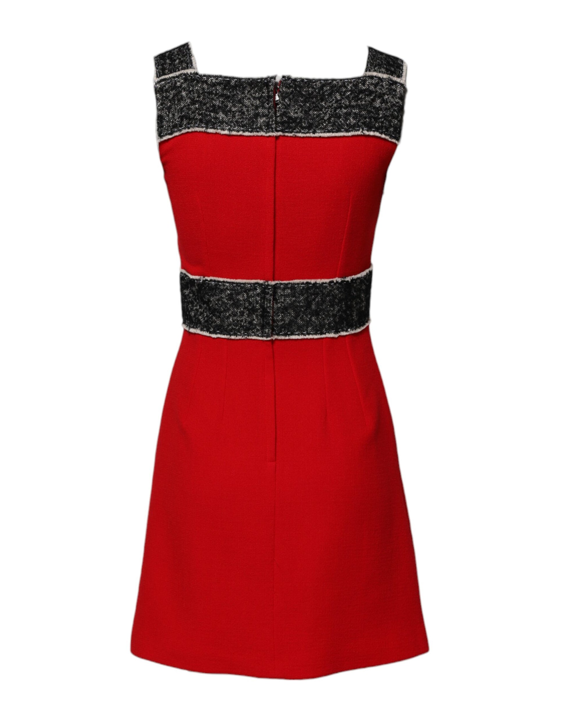 Red Wool Sleeveless A-line Flared Mini Dress-Dolce & Gabbana-LabelTerrace.com