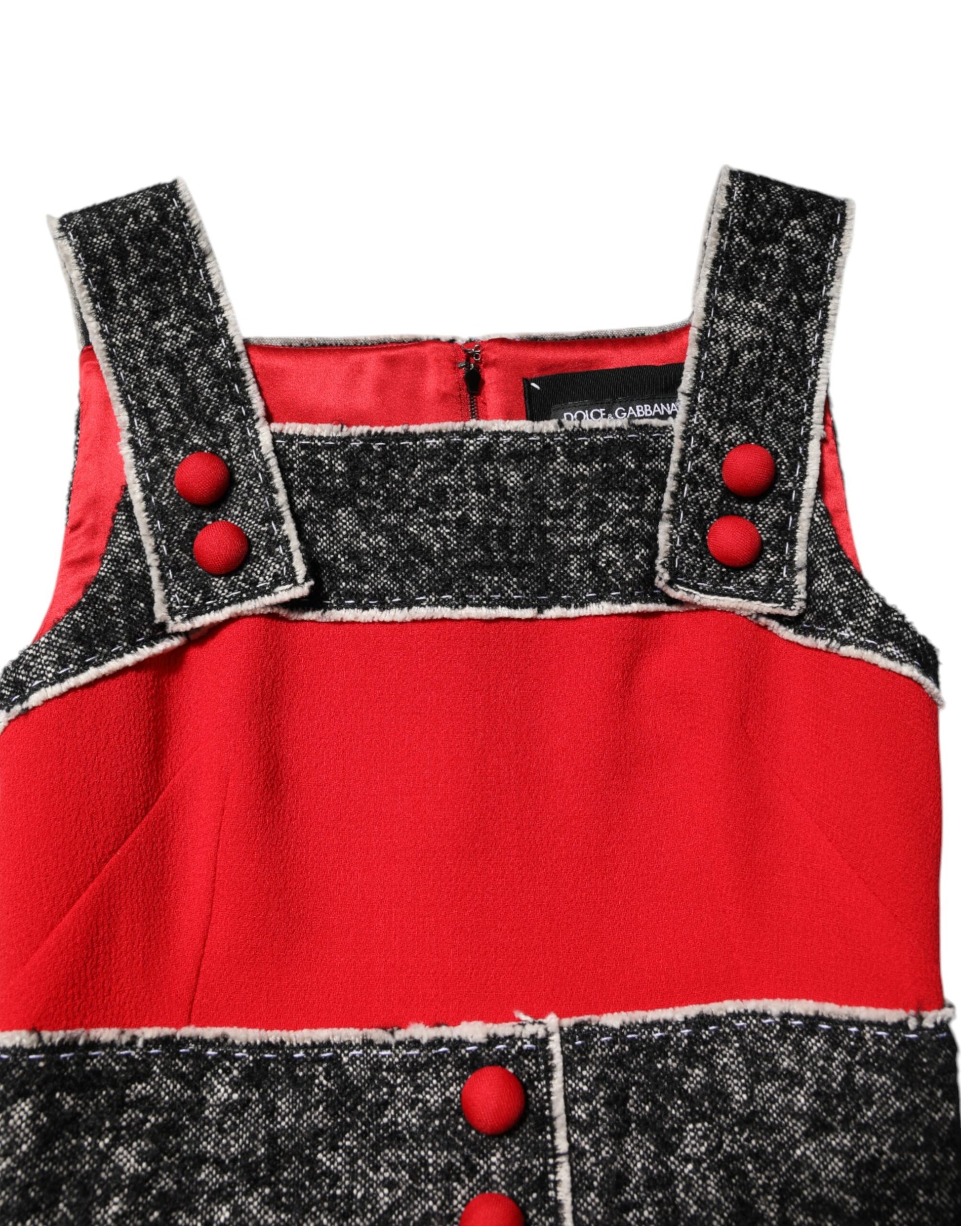 Red Wool Sleeveless A-line Flared Mini Dress-Dolce & Gabbana-LabelTerrace.com