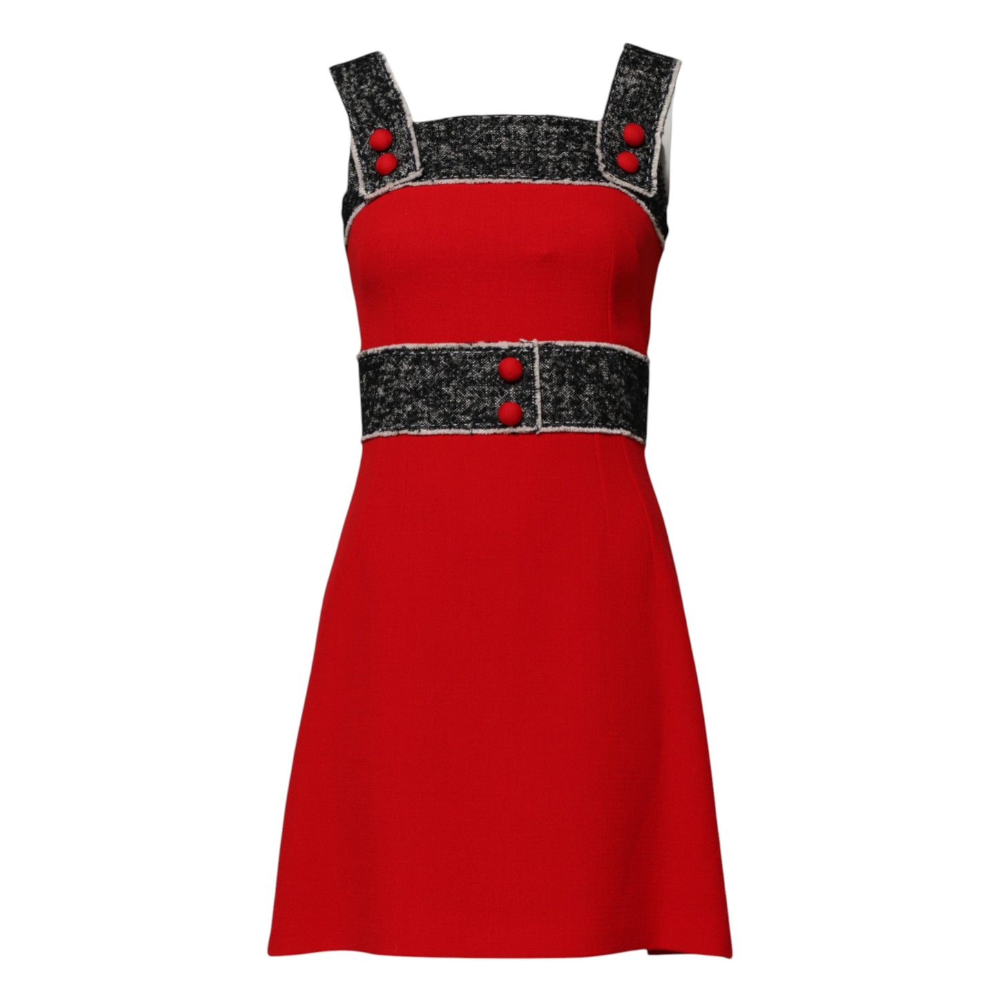 Red Wool Sleeveless A-line Flared Mini Dress-Dolce & Gabbana-LabelTerrace.com