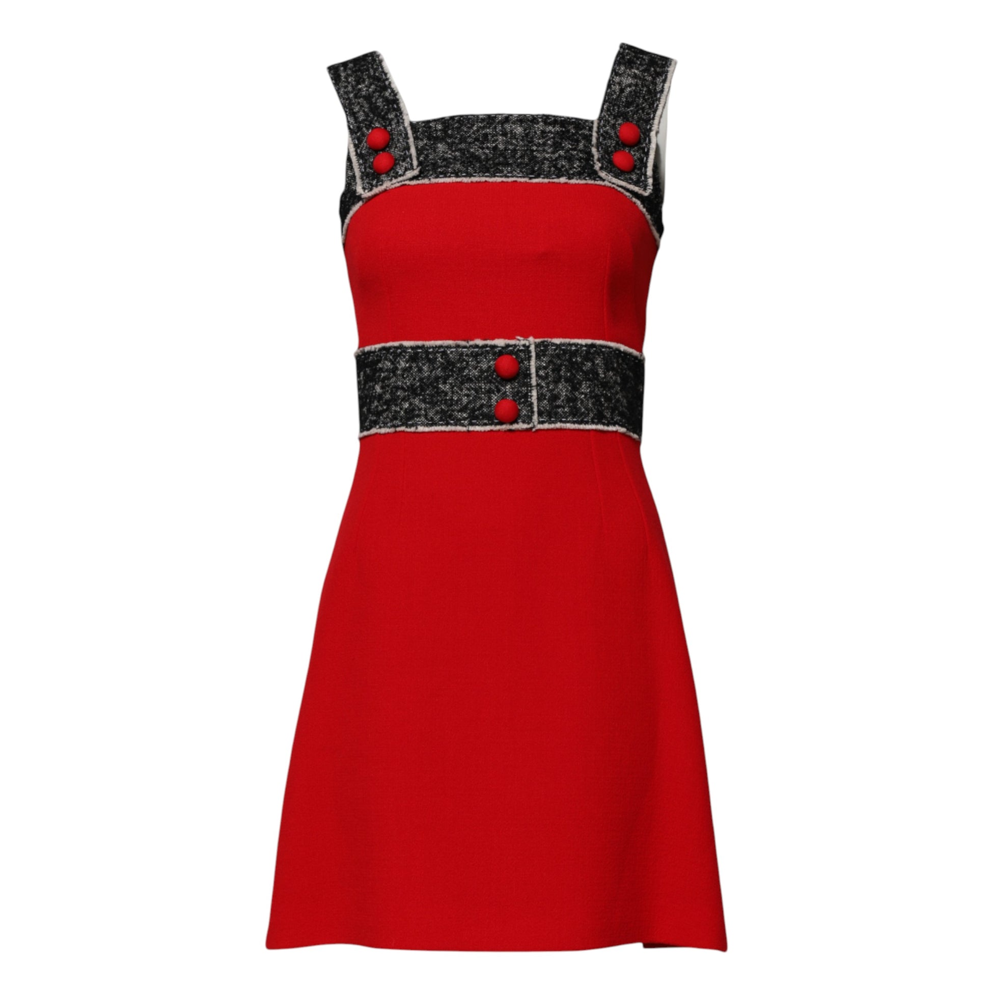 Red Wool Sleeveless A-line Flared Mini Dress-Dolce & Gabbana-LabelTerrace.com