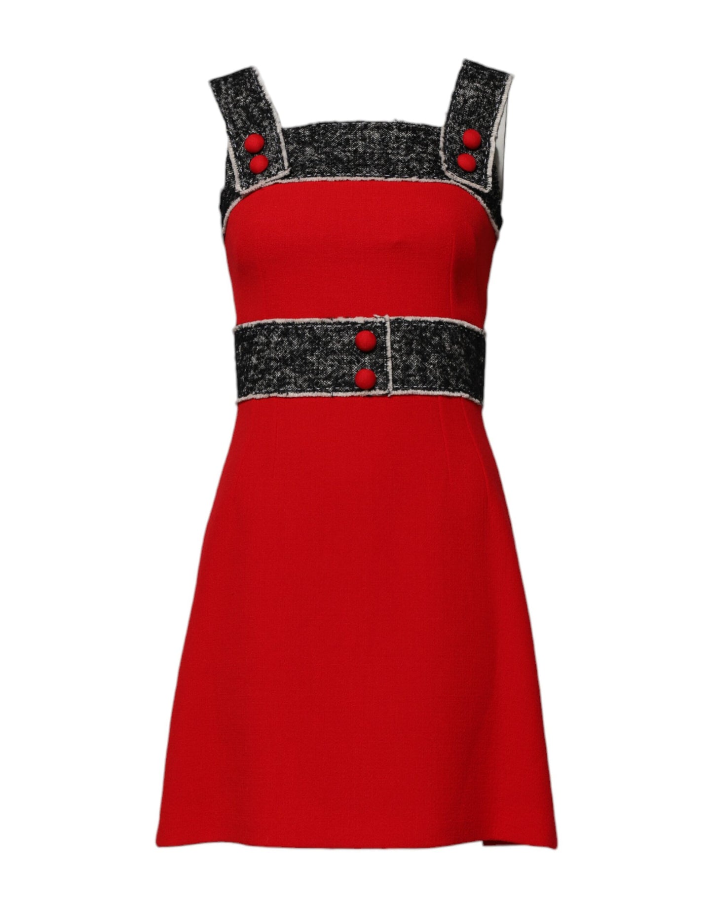 Red Wool Sleeveless A-line Flared Mini Dress-Dolce & Gabbana-LabelTerrace.com