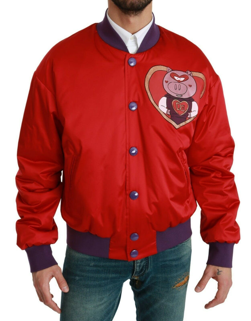 Red YEAR OF THE PIG Bomber Jacket-Dolce & Gabbana-LabelTerrace.com