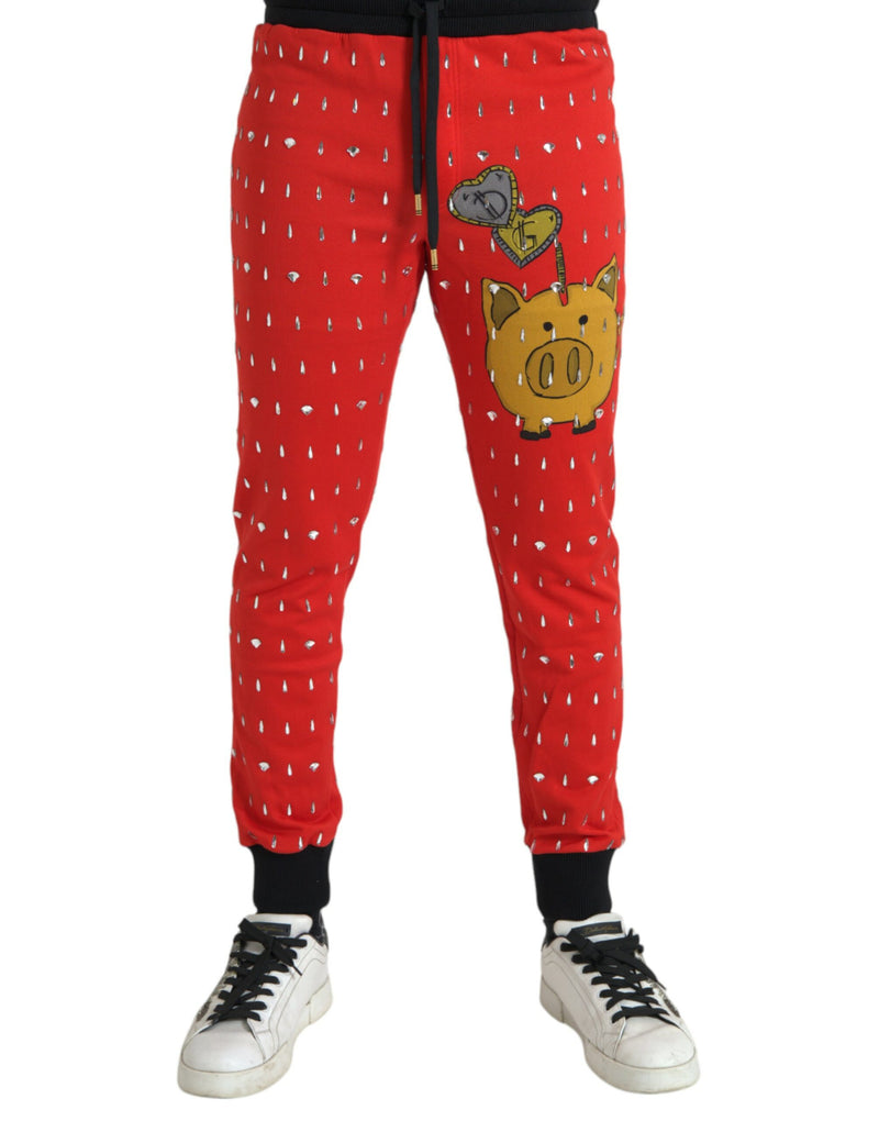Red Year Of The Pig Jogger Sweatpants Pants-Dolce & Gabbana-LabelTerrace.com
