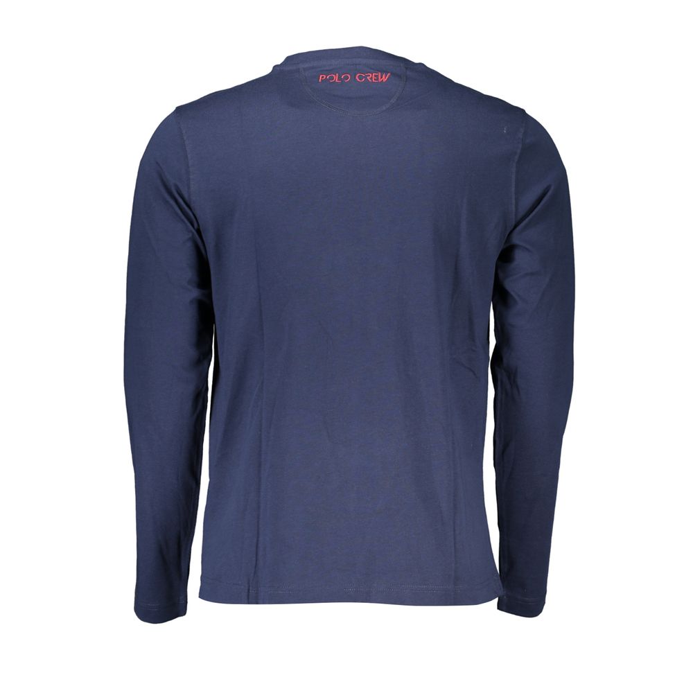 Regal Blue Crew Neck Embroidered Tee-La Martina-LabelTerrace.com