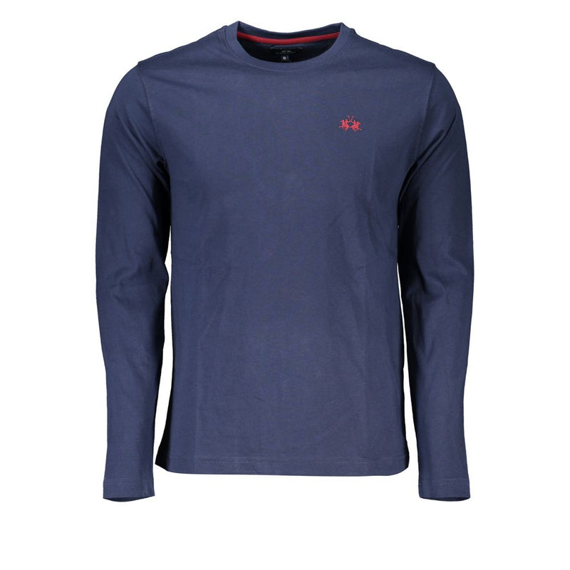 Regal Blue Crew Neck Embroidered Tee-La Martina-LabelTerrace.com