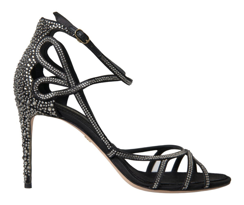 Rhinestone Stiletto Sandal Satin Shoes-Dolce & Gabbana-LabelTerrace.com