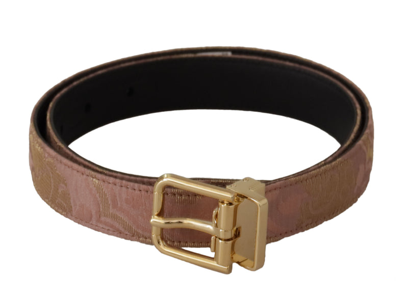 Rose Gold Leather Logo Engraved Metal Buckle Belt-Dolce & Gabbana-LabelTerrace.com