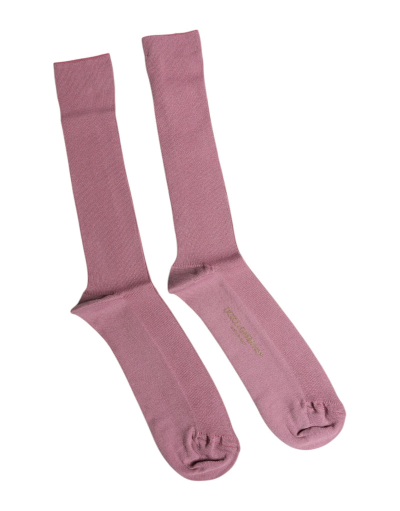 Rose Pink Cotton Over The Calf Socks-Dolce & Gabbana-LabelTerrace.com
