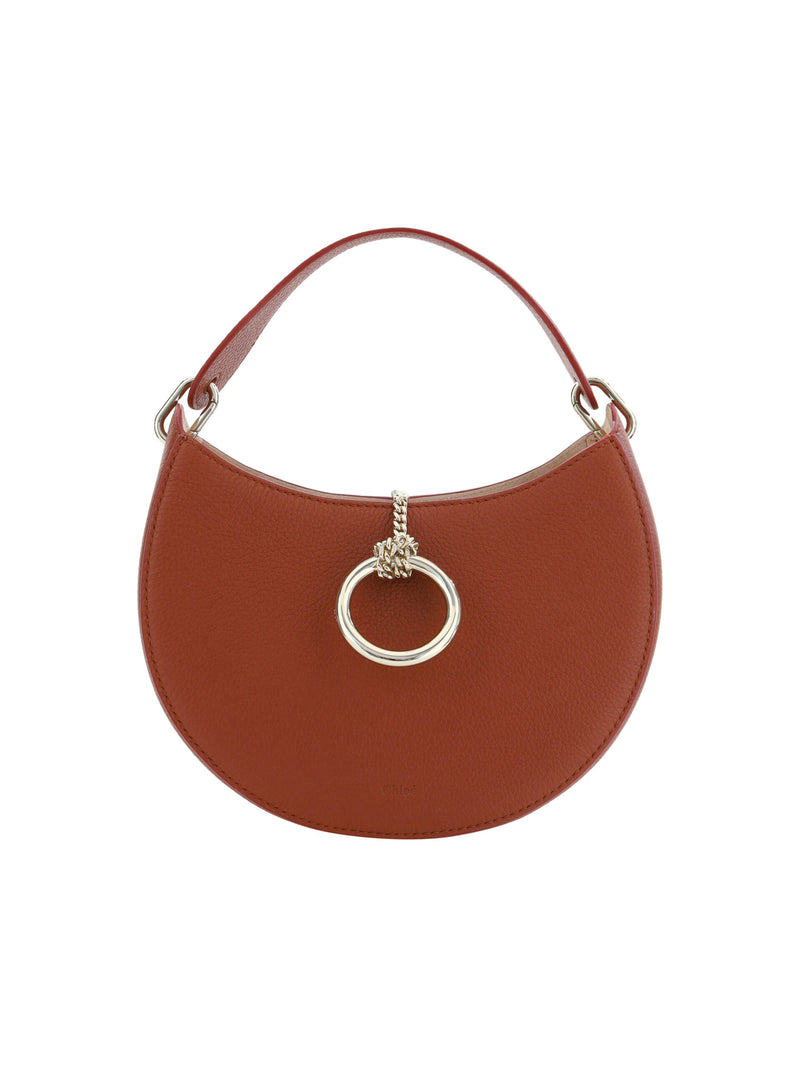 Sepia Brown Small Arlène Leather Shoulder Bag-Chloé-LabelTerrace.com