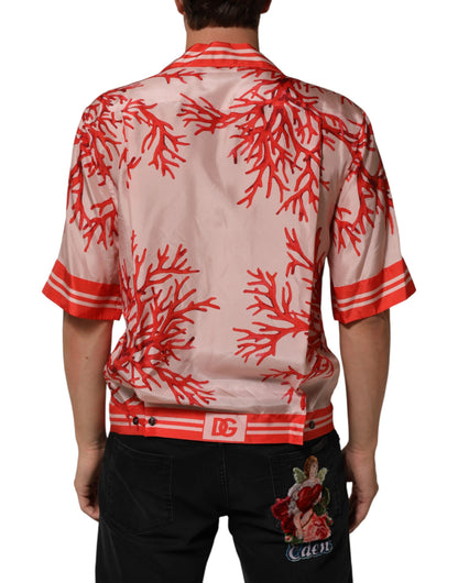 Shirt Red Corals Short Sleeves Button Down