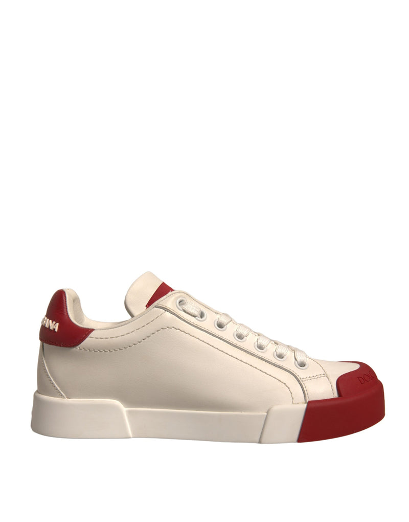 Shoes White Leather Logo Portofino Sneakers-Dolce & Gabbana-LabelTerrace.com