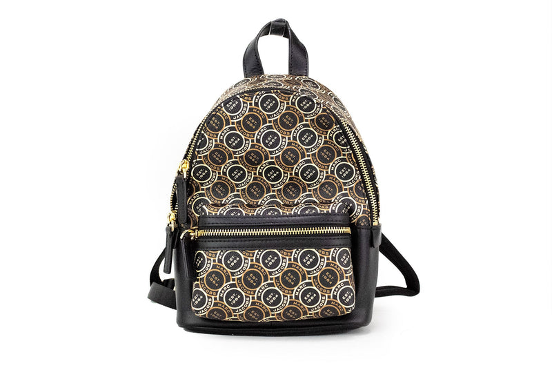Signet Mini Black Logo Printed Leather Shoulder Backpack Bookbag-Marc Jacobs-LabelTerrace.com