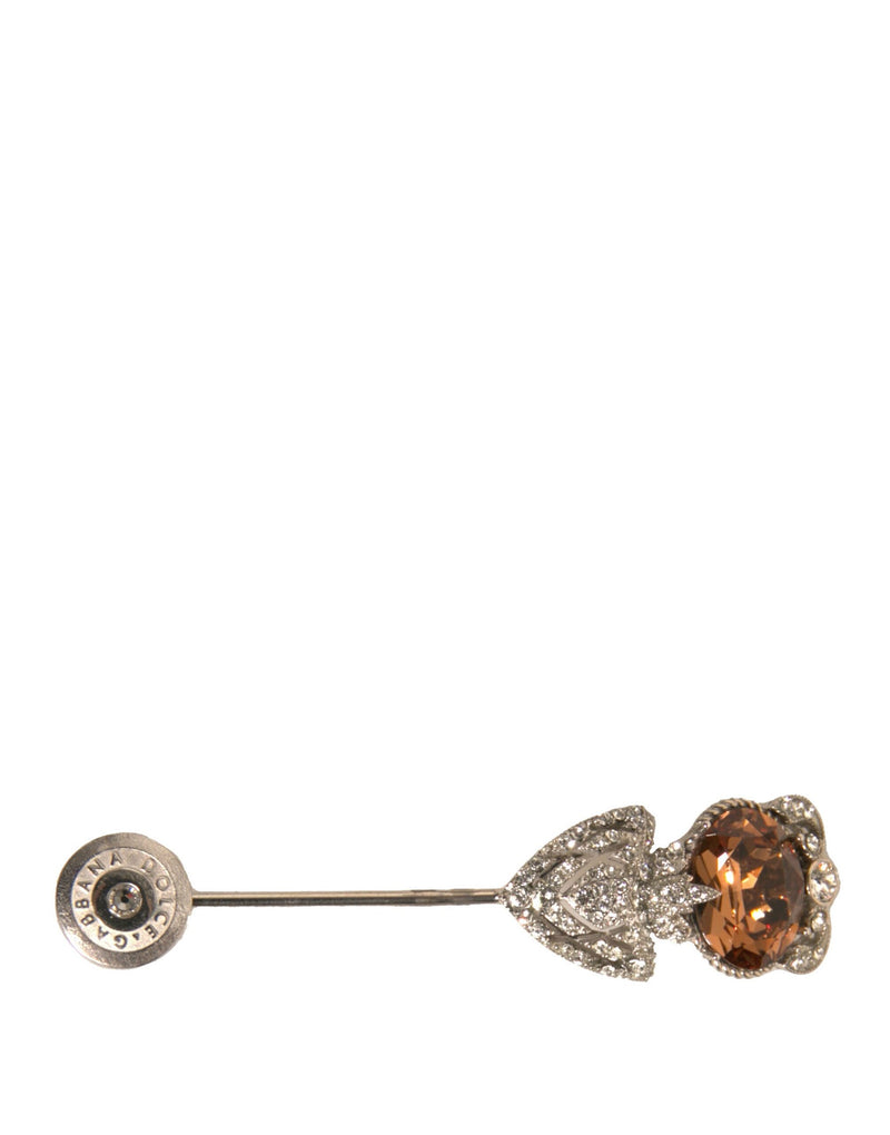 Silver 925 Sterling Silver Crystals Pin Collar Brooch-Dolce & Gabbana-LabelTerrace.com