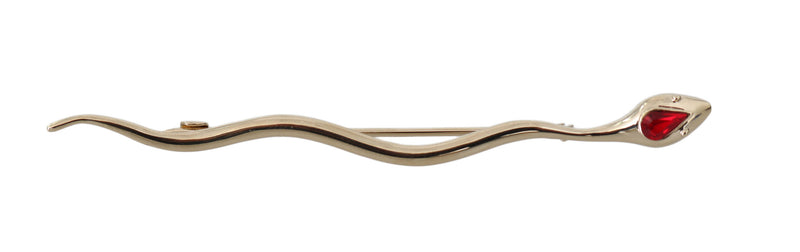Silver Brass Crystal Spilla Serpente Brooch Pin-Dolce & Gabbana-LabelTerrace.com