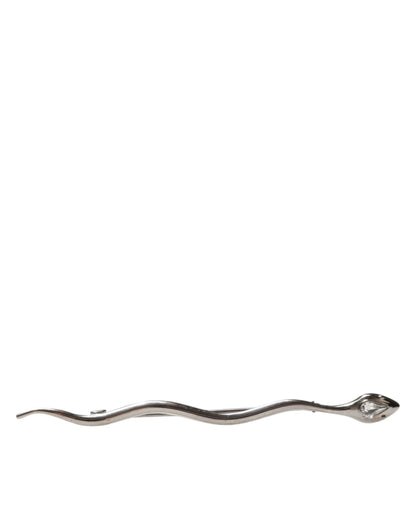 Silver Brass Crystal Spilla Serpente Mens Brooch Pin-Dolce & Gabbana-LabelTerrace.com