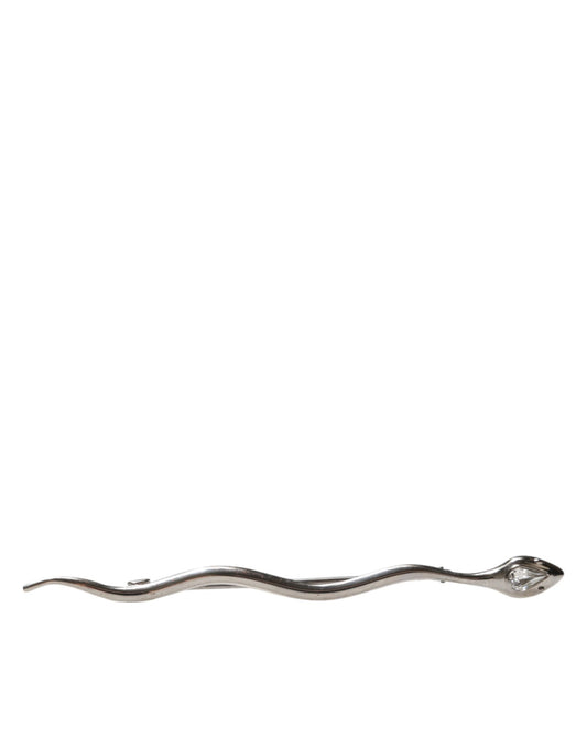 Silver Brass Crystal Spilla Serpente Mens Brooch Pin-Dolce & Gabbana-LabelTerrace.com