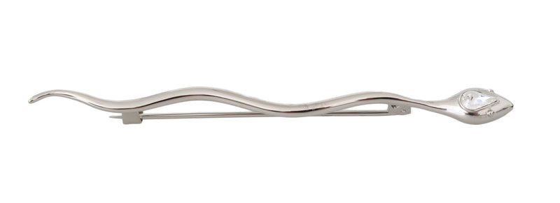 Silver Brass Crystal Spilla Serpente Mens Brooch Pin-Dolce & Gabbana-LabelTerrace.com