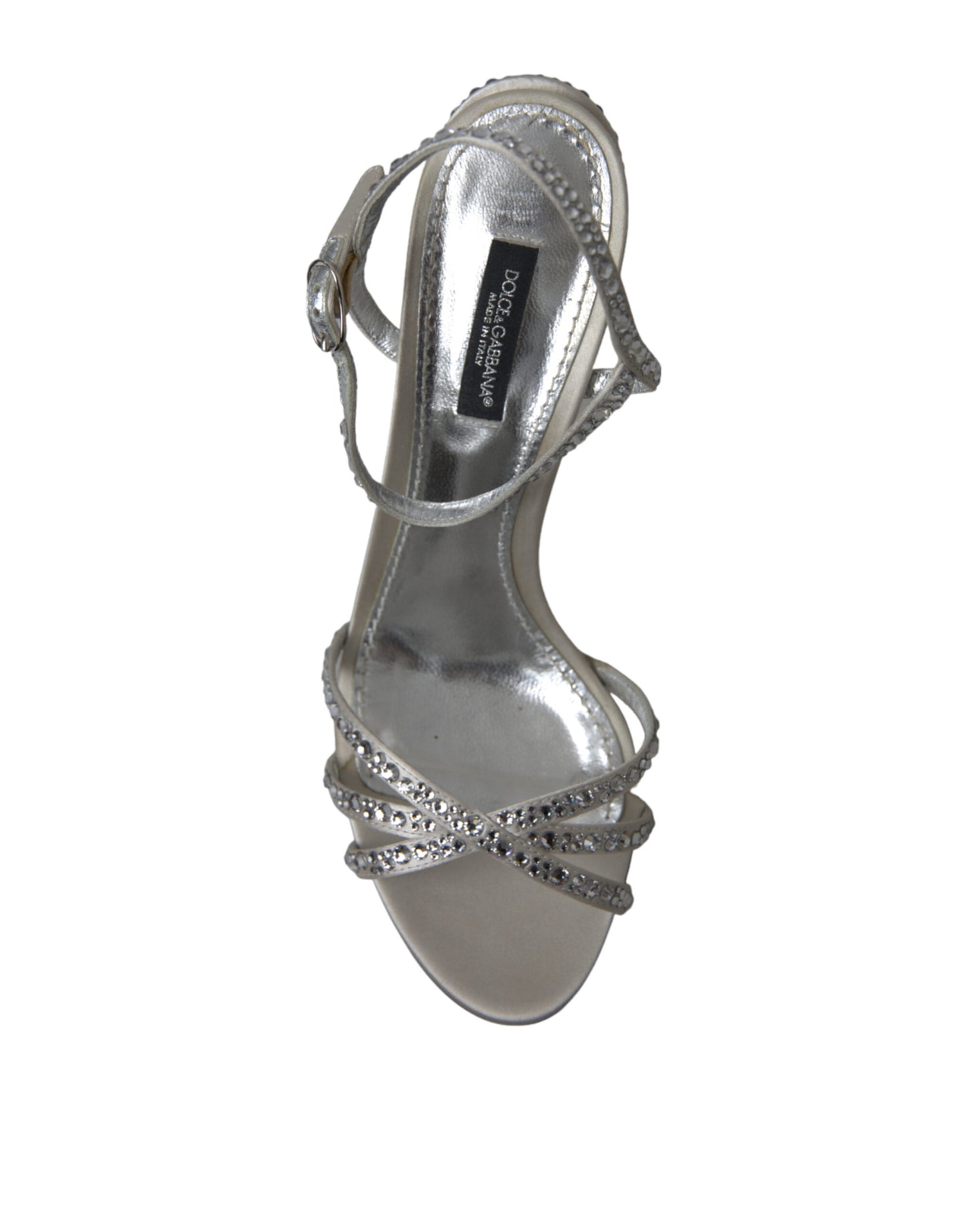 Silver Crystal Ankle Strap Sandals Shoes-Dolce & Gabbana-LabelTerrace.com