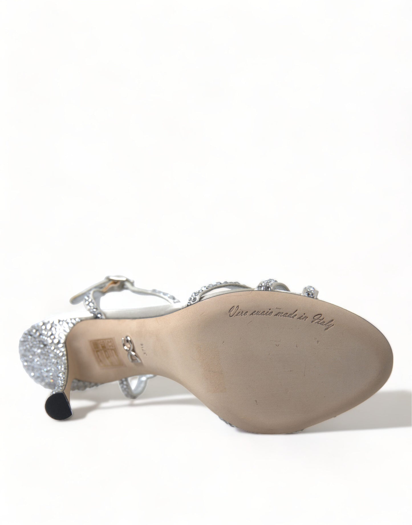 Silver Crystal Ankle Strap Sandals Shoes-Dolce & Gabbana-LabelTerrace.com