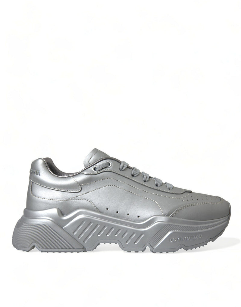 Silver DAYMASTER Leather Men Casual Sneakers Shoes-Dolce & Gabbana-LabelTerrace.com