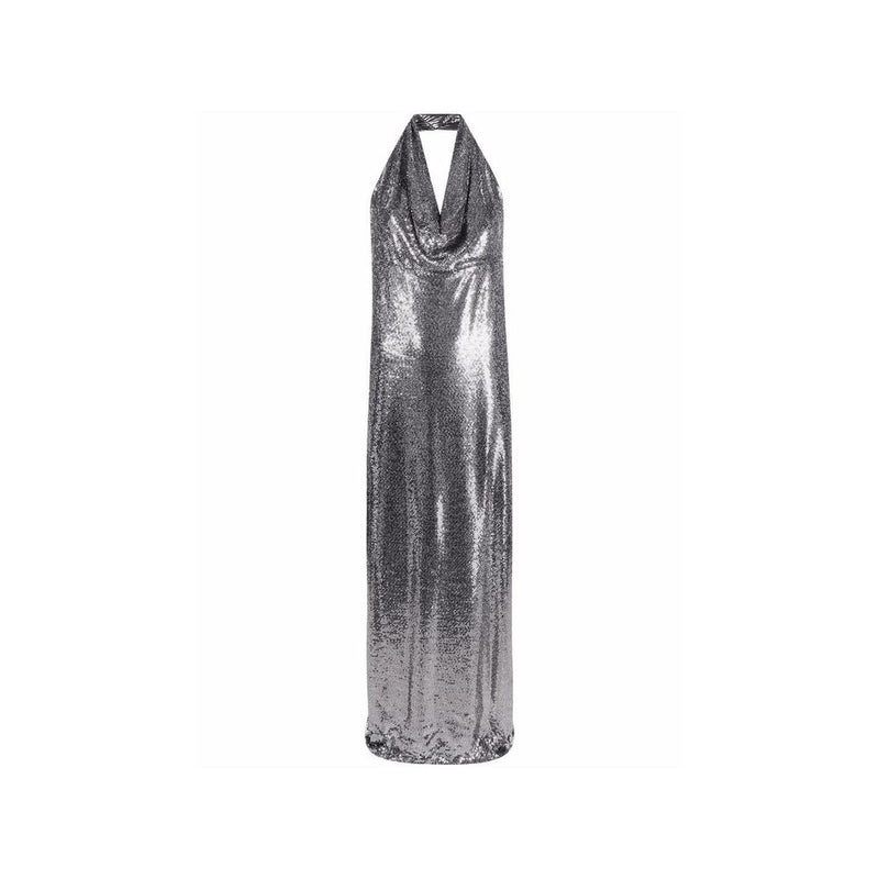 Silver Elastane Cocktail Dress