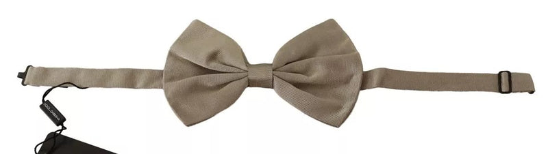 Silver Gray 100% Silk Adjustable Neck Bow Tie-Dolce & Gabbana-LabelTerrace.com