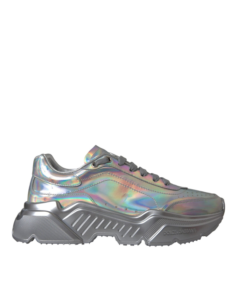 Silver Iridescent DAYMASTER Leather Sneakers Shoes-Dolce & Gabbana-LabelTerrace.com