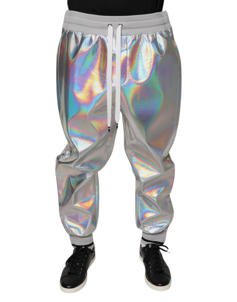 Silver Iridescent Men Jogger Sweatpants Pants-Dolce & Gabbana-LabelTerrace.com