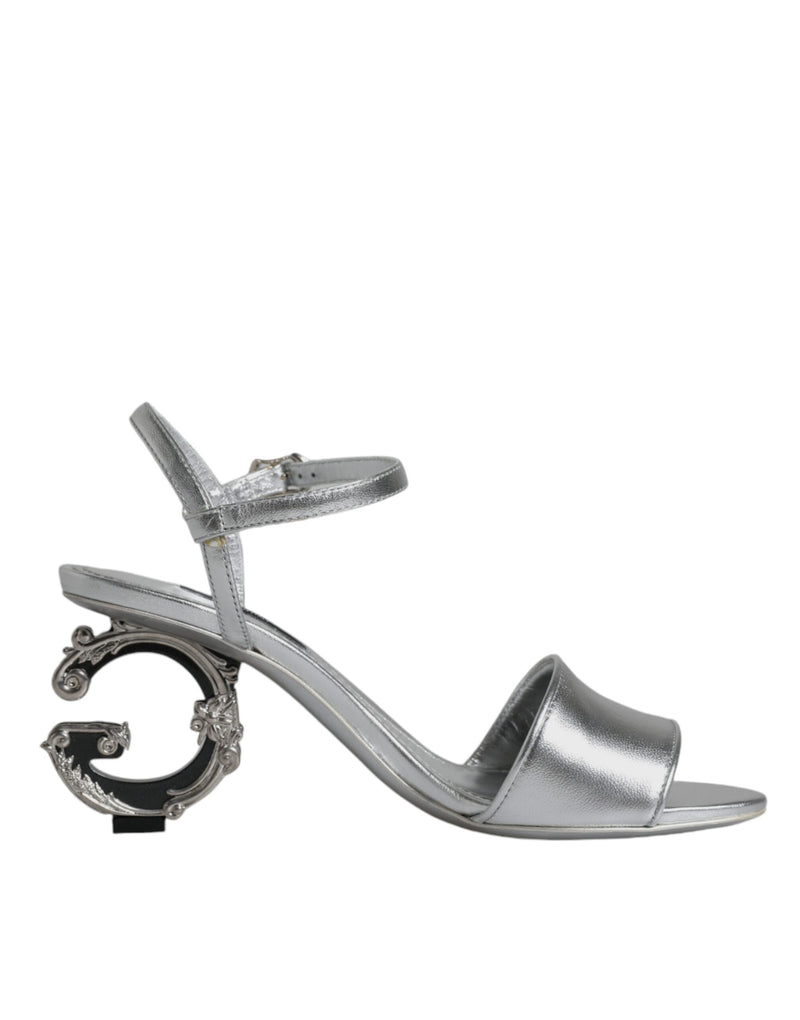 Silver KEIRA Heels Ankle Strap Sandals Shoes-Dolce & Gabbana-LabelTerrace.com