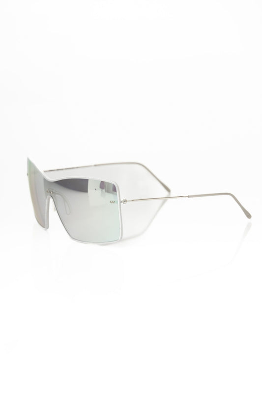 Silver Metallic Women's Sunglasses Shield-Frankie Morello-LabelTerrace.com