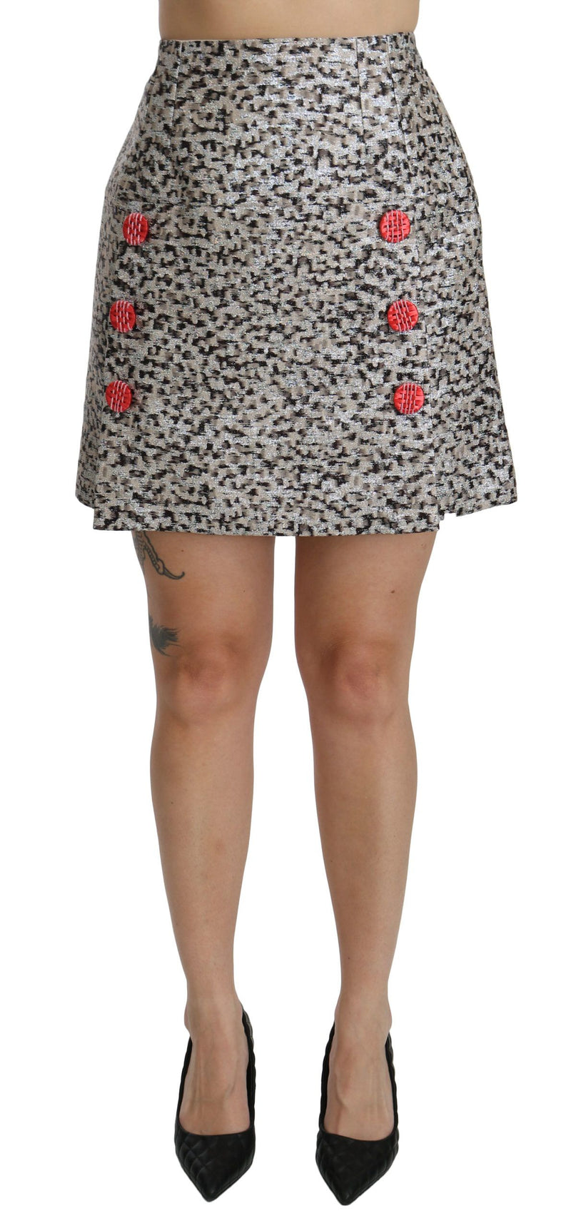Silver Pattern A-line High Waist Skirt-Dolce & Gabbana-LabelTerrace.com