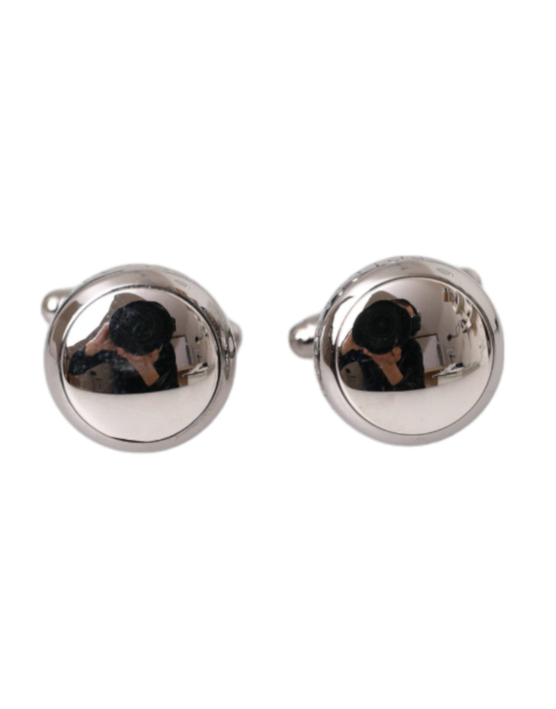 Silver Plated Brass Round Pin Men Cufflinks-Dolce & Gabbana-LabelTerrace.com