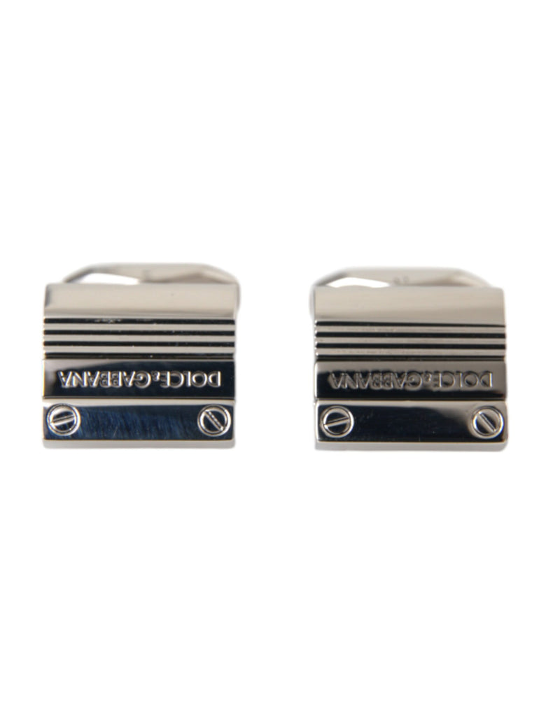 Silver Plated Metal Brass DG Logo Pin Cufflinks-Dolce & Gabbana-LabelTerrace.com