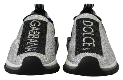 Silver Rhinestones Sorrento Sneakers Shoes-Dolce & Gabbana-LabelTerrace.com