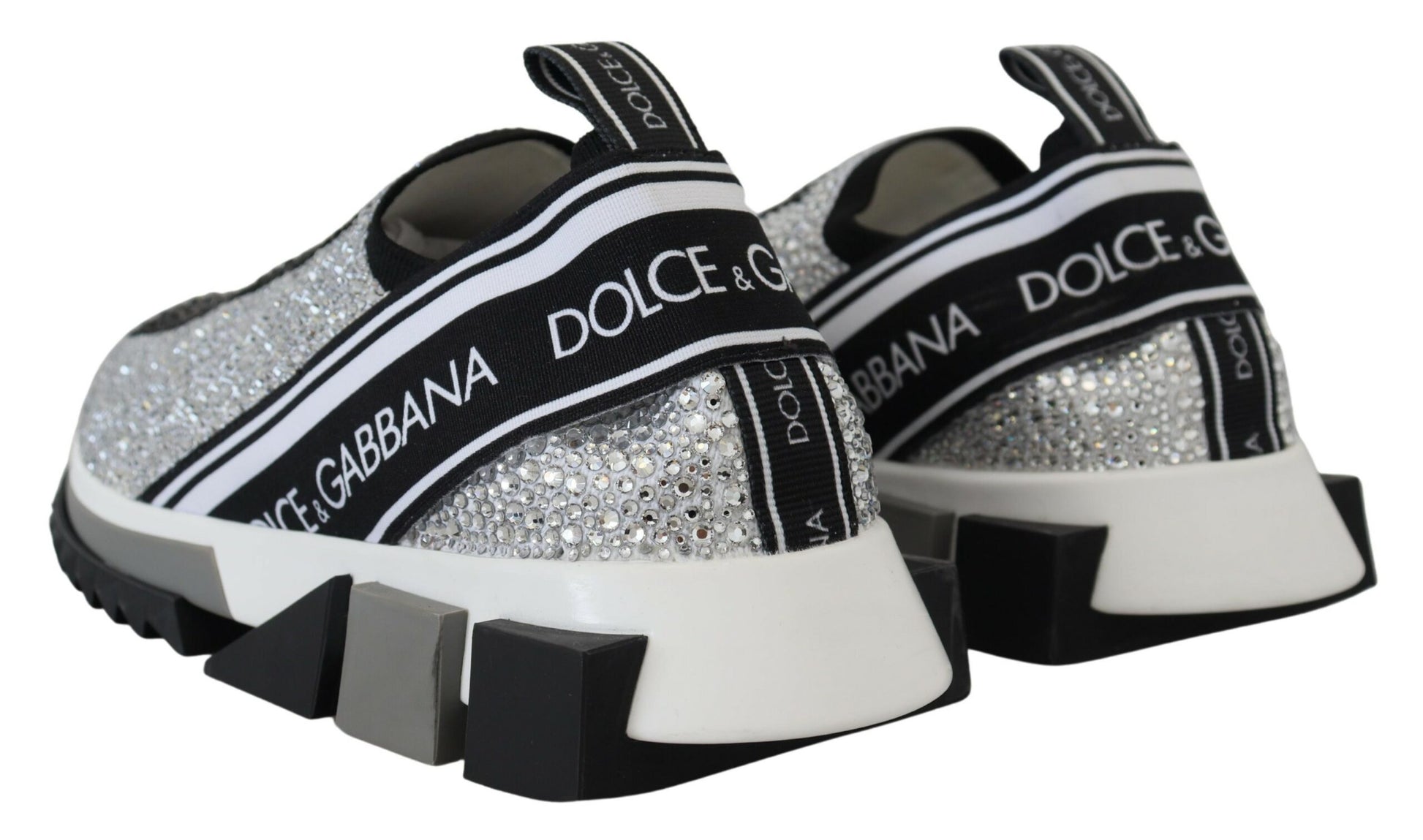 Silver Rhinestones Sorrento Sneakers Shoes-Dolce & Gabbana-LabelTerrace.com